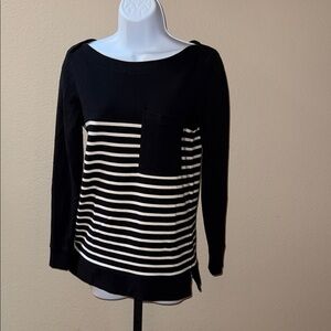 Barbour Black and White Striped Long Sleeve Nautical Top Women’s Size 4